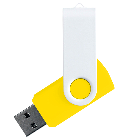 Флеш накопитель USB 2.0 Twister Сolor Mix 16GB, пластик Софт Тач/металл, желтый/белый