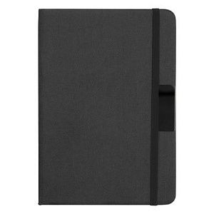 Блокнот А5 Hobard, в твердой тканевой обложке c резинкой в линейку, черный