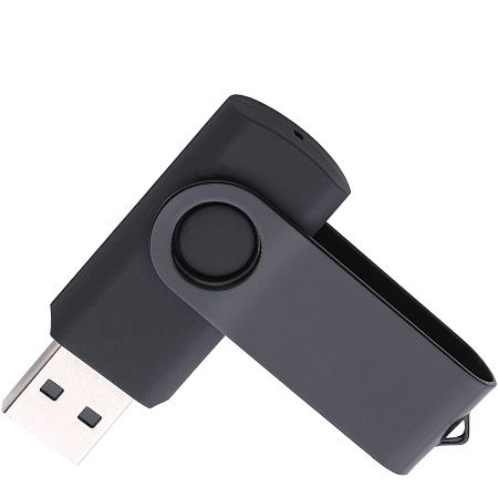 Флеш накопитель USB 2.0 Twister 16GB, пластик Софт Тач/металл, черный/черный