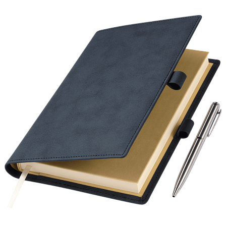 Ежедневник-портфолио Клип (Clip NEO) недатированный в подарочной коробке, черный (в комплекте ручка Tesoro серебро)