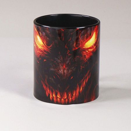 Кружка для сублимации, 330 мл, d=82 мм, стандарт А, белая, черная внутри, черная ручка