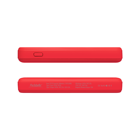 Внешний аккумулятор Ларго PD (Largo PD) 5000mAh с функцией беспроводной зарядки 15W, красный