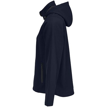 Куртка софтшелл с капюшоном женская Race Women, темно-синяя, размер S