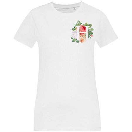 Футболка женская «Цветочная азбука: Н», белая, размер S