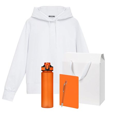 Набор с одеждой Алекс (Alex) (худи, бутылка, блокнот, ручка), оранжевый, S