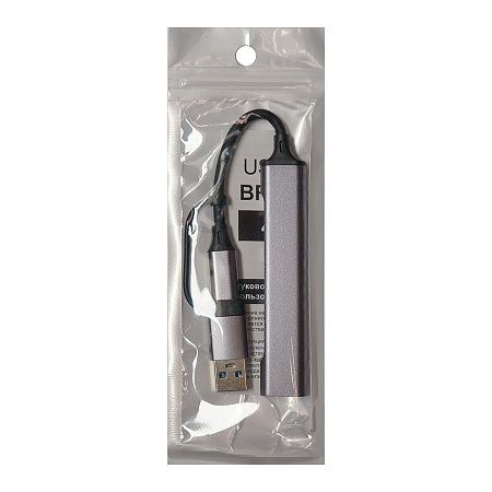 USB-хаб BRANCH 4 в 1, серый, алюминий