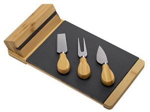 Набор для сыра из бамбука и сланца «Taleggio», цвет: коричневый