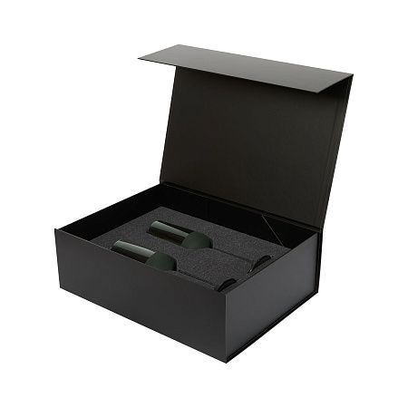 Подарочный набор 2 бокала для шампанского Эмеральд (Emerald) в черной коробке