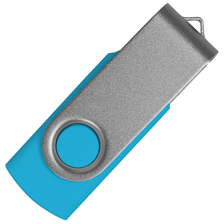 Флеш накопитель USB 2.0 Twister Сolor Mix 16GB, пластик Софт Тач/металл, голубой/серебристый