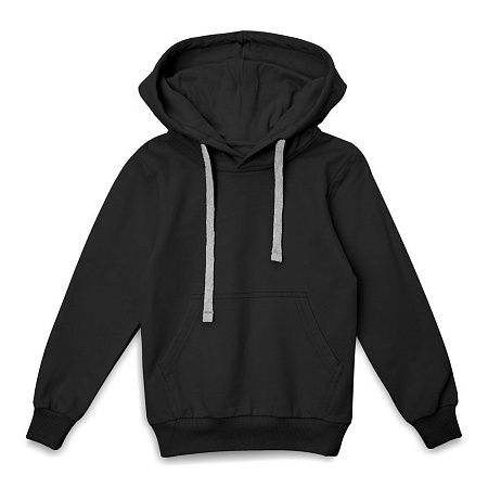 Толстовка с капюшоном детская Kirenga Kids, черная, размер 12 лет (142-152 см)