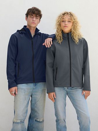 Куртка софтшелл с капюшоном мужская Race Men, темно-синяя, размер S