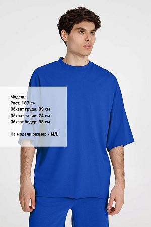 Футболка оверсайз унисекс T9, синяя, размер XL/2XL