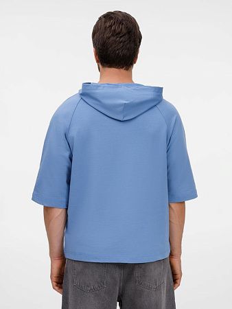 Футболка оверсайз унисекс с капюшоном Neofit, синяя, размер XS/S