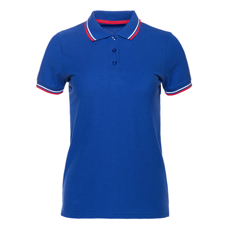 Рубашка поло женская STAN триколор хлопок/полиэстер 185, 04WRUS, Синий,  (16/1)  (46/M)