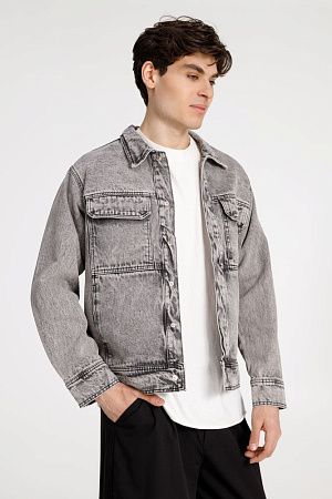 Куртка джинсовая O2, серая, размер 3XL/4XL