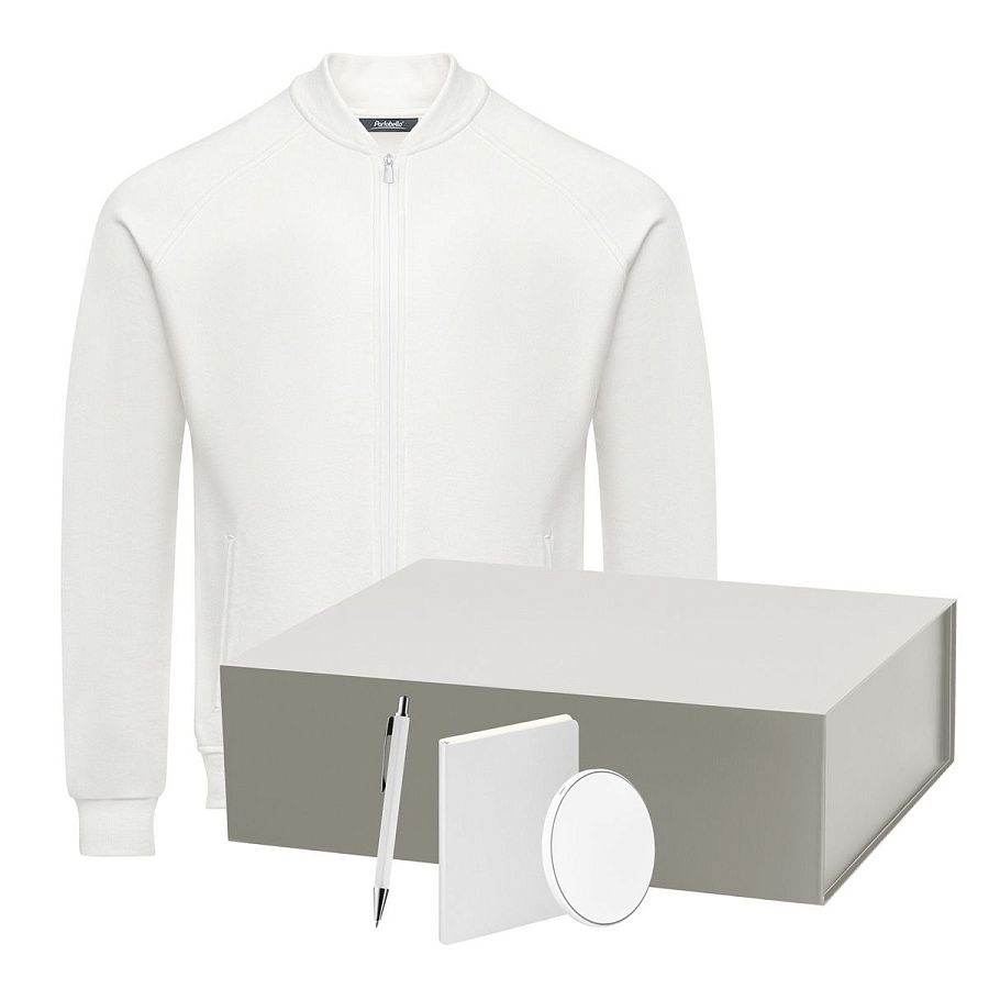 Набор с одеждой Торрес (Torres) (толстовка, зарядное устройство, блокнот, ручка), белый/серебряный, XXL