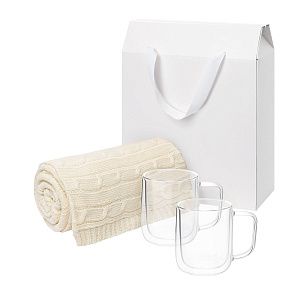 Подарочный набор Виора (Viora), Фадо (Fado) в белой коробке-пакете (2 кружки+плед)