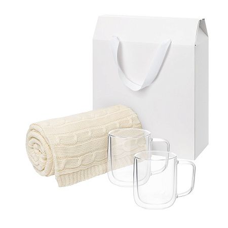 Подарочный набор Виора (Viora), Фадо (Fado) в белой коробке-пакете (2 кружки+плед)