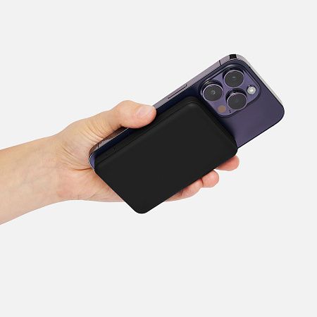 Внешний аккумулятор Ларго PD (Largo PD) 5000mAh с функцией беспроводной зарядки 15W, черный