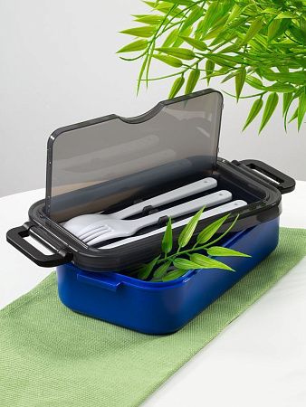 Ланчбокс Pranzo, синий с черным