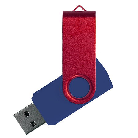 Флеш накопитель USB 2.0 Twister Сolor Mix 16GB, пластик Софт Тач/металл, темно-синий/красный