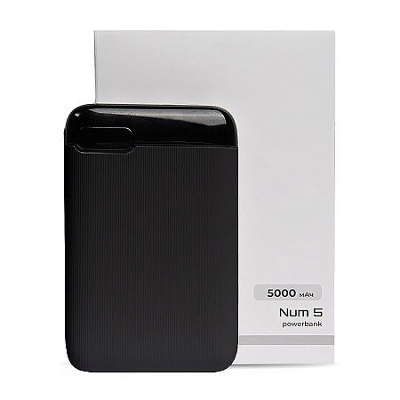 Универсальный аккумулятор Num 5 (5000 мАч), черный, 10,2х6.3х1,2 см