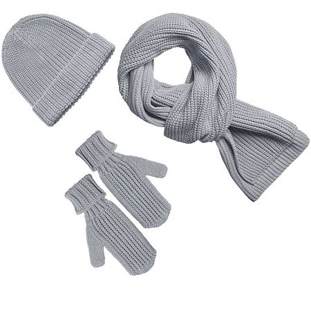 Набор Nordkyn Full Set с шарфом, светло-серый меланж, размер S/M