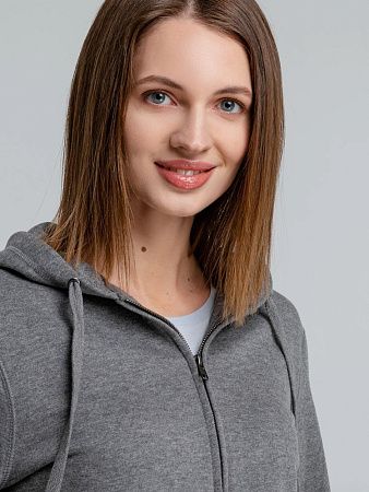 Толстовка на молнии с капюшоном унисекс King, темно-серый меланж, размер XS