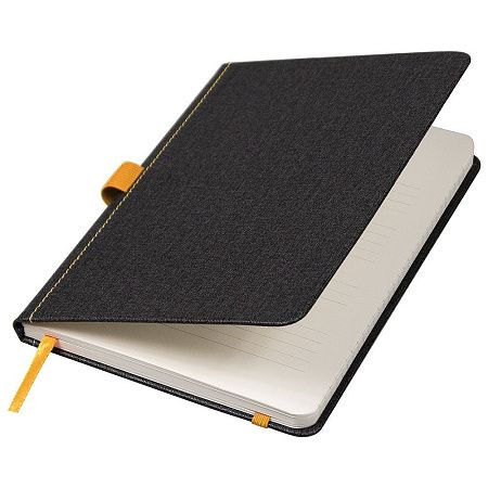 Блокнот Forest  Alfa Orion Rosewood А5, недатированный, в твердой обложке, темно-серый с желтой  резинкой и петлей для ручки