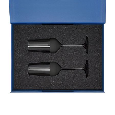Подарочный набор 2 бокала для шампанского Блэк Эдишн (Black Edition) в синей коробке