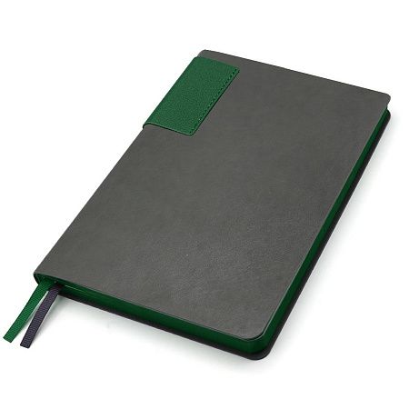 Ежедневник A5 недатированный Molfetta в мягком переплёте, серый/тёмно-зеленый