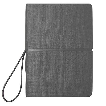 Блокнот А6 Van Diemen, со стикерами, в гибкой обложке c резинкой в линейку, серый