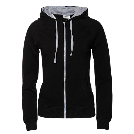 Толстовка женская STAN с капюшоном на молнии футер без начёса, 260, 61W, Чёрный,  (20)  (52/XXL)