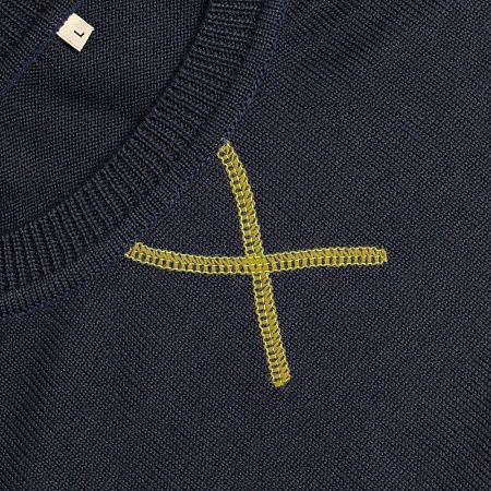 Джемпер Stitch с контрастной отделкой, синий с зеленым, размер M