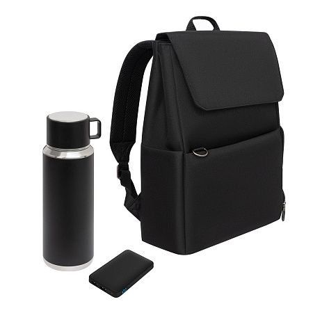 Подарочный набор Марко (Marco), черный (термос, ЗУ, рюкзак)