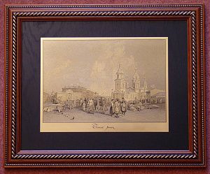 Гравюра "Сенной рынок"