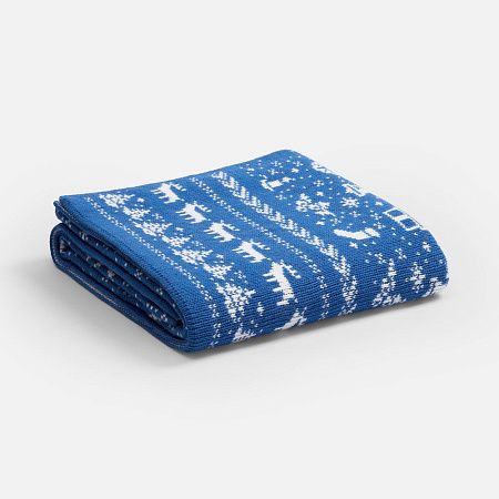 Плед Holidale, синий с молочным