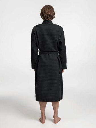 Халат вафельный Kimono, черный, размер M/L