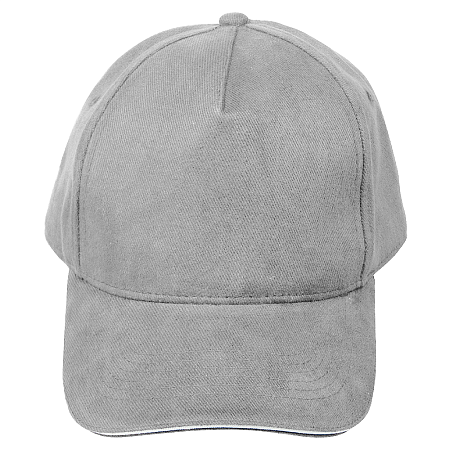 Кепка 5- панельная Oxford 300, c белым сендвичем, серая