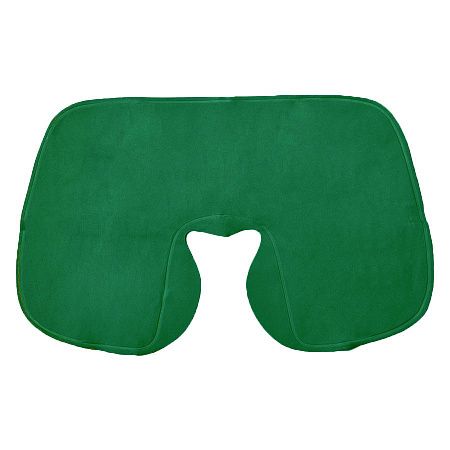 Подушка  надувная дорожная WAY в футляре; зеленый; 43,5х27,5 см; твил