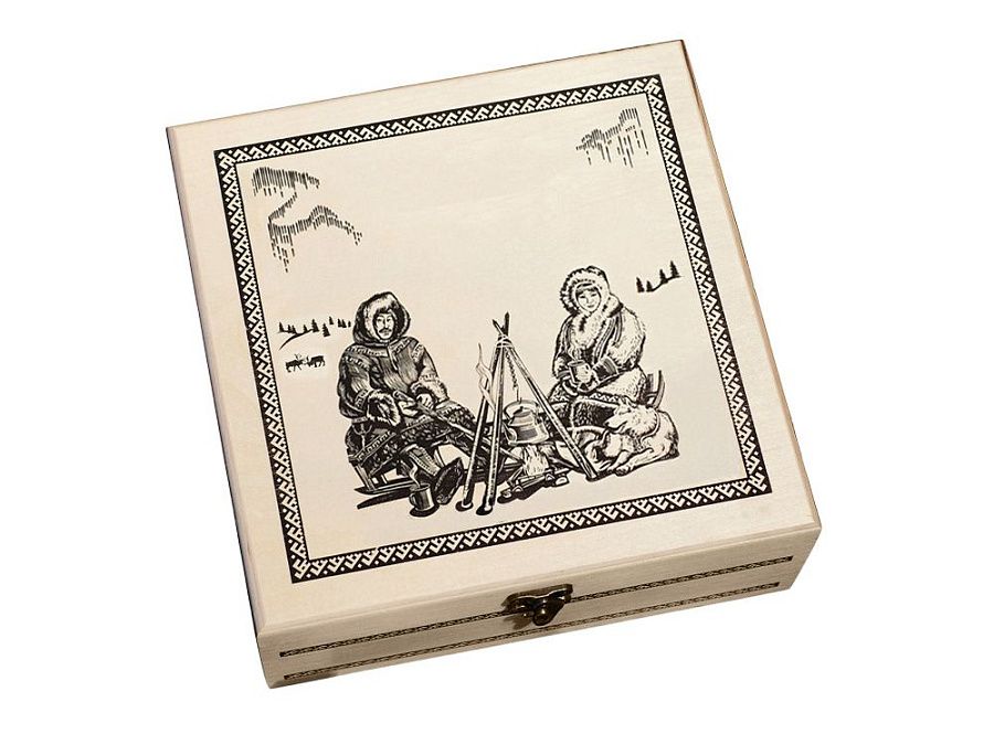 Подарочный набор c чаем «Сокровища Севера» в деревянной шкатулке без лого