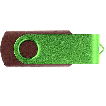 Флешка TWIST WOOD COLOR Темное дерево с салатовым 4014.32.15.64ГБ