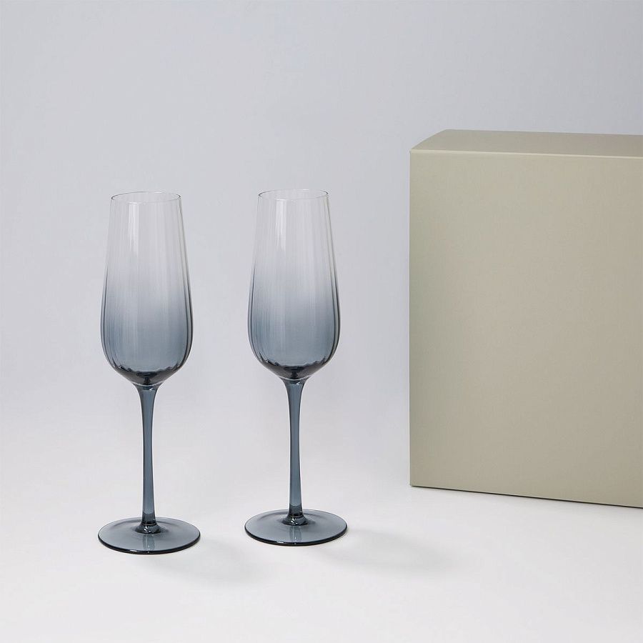 Подарочный набор 2 бокала для шампанского Мансера (Mancera) в серой коробке