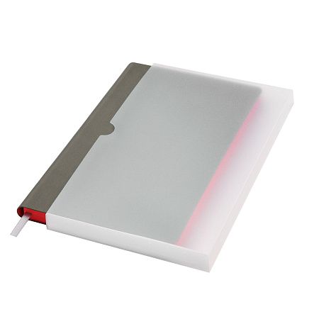 Ежедневник Латте софт-тач (Latte soft touch) недатированный, серый/красный