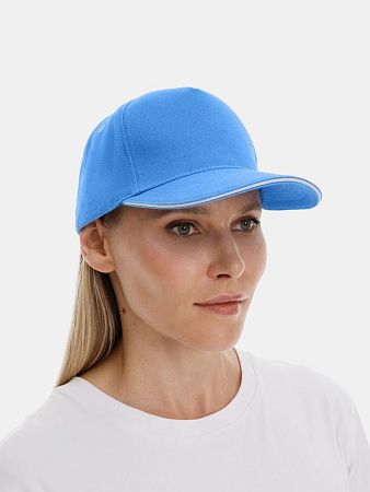 Бейсболка Classic 2.0, синяя с белым кантом