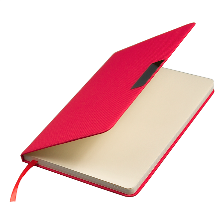 Блокнот А5 Hobard, в твердой тканевой обложке c резинкой в линейку, красный