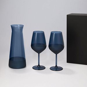 Подарочный набор декантер + 2 бокала для вина Сапфир (Sapphire) в черной коробке