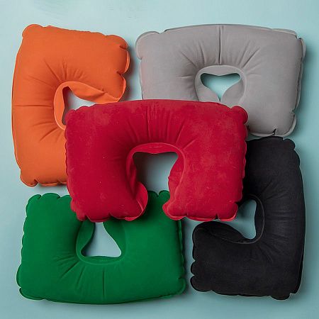 Подушка  надувная дорожная WAY в футляре; серый; 43,5х27,5 см; твил