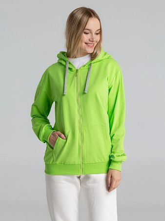 Толстовка на молнии с капюшоном Unit Siverga, зеленое яблоко, размер XS