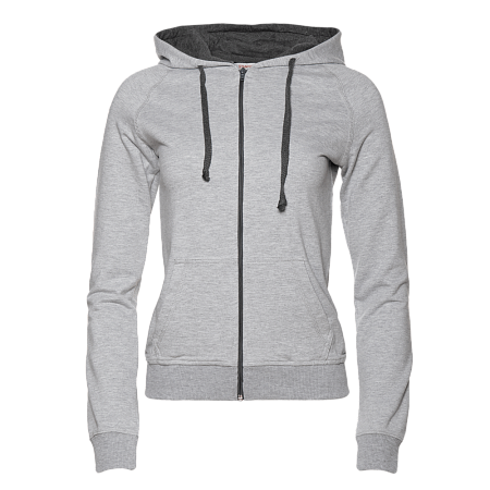 Толстовка женская STAN с капюшоном на молнии футер без начёса, 260, 61W, Серый меланж,  (50/60)  (50/XL)